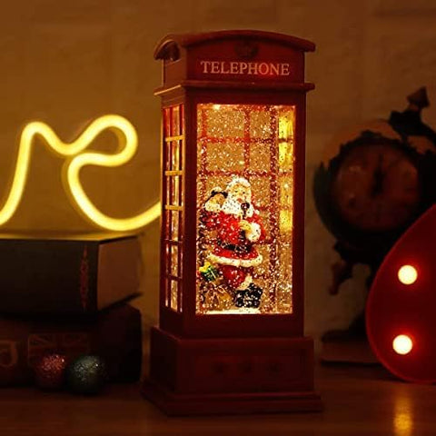 Christmas Snow Globe Lantern Christmas Decorations, Xmas Gifts Christma Vintage Home Decor Indoor,Sparkling with Music 6H Timer, Holiday Party Gifts (Santa Claus)