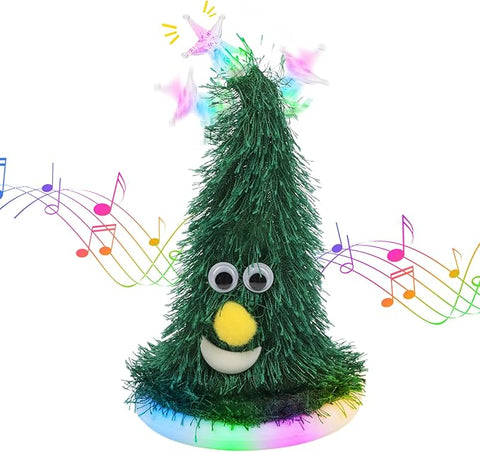 Hopearl Singing Dancing Christmas Tree Twinkling Star with Glowing Bottom Rockin Electric Interactive Animated Toy Plush Buddy Gift for Toddlers, 7''