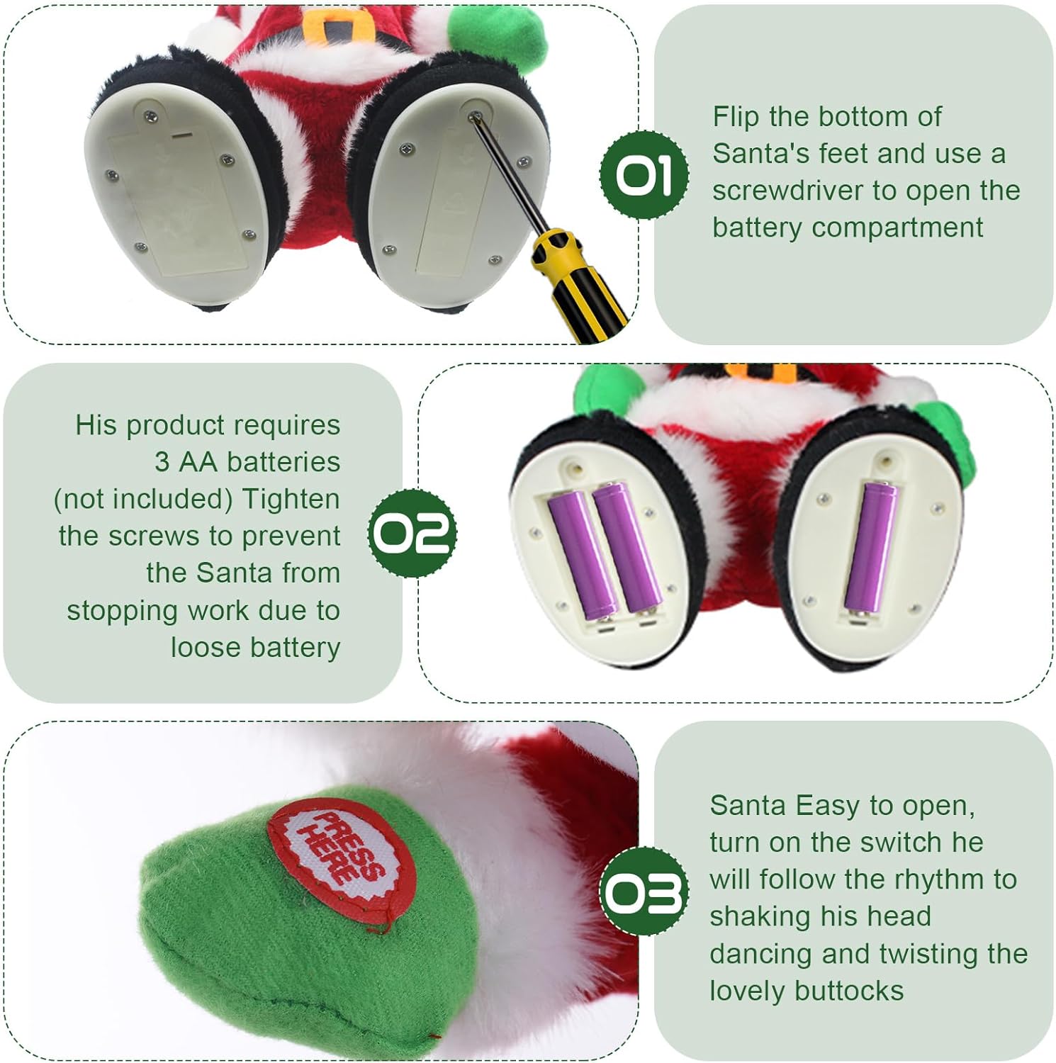 SdeNow Twerking Santa Claus,Booty Shaking Santa Dancing Santa Claus with Music Singing Animated Christmas Santa Toys for Kids- English Song