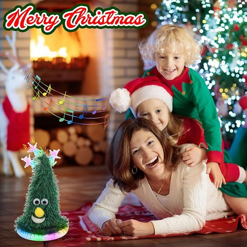 Hopearl Singing Dancing Christmas Tree Twinkling Star with Glowing Bottom Rockin Electric Interactive Animated Toy Plush Buddy Gift for Toddlers, 7''