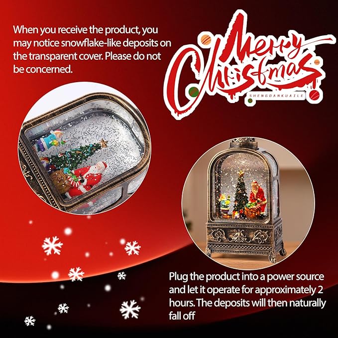Santa Claus Snow Globe Christmas, Musical Snow Globe Lantern Lights with 6H Timer Battery & USB Powered, Retro Style Holiday Glitter Snow Globes for Xmas Home Decoration Indoor Holiday Party Gifts