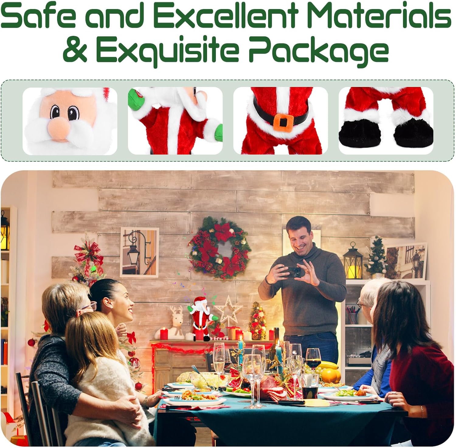 SdeNow Twerking Santa Claus,Booty Shaking Santa Dancing Santa Claus with Music Singing Animated Christmas Santa Toys for Kids- English Song