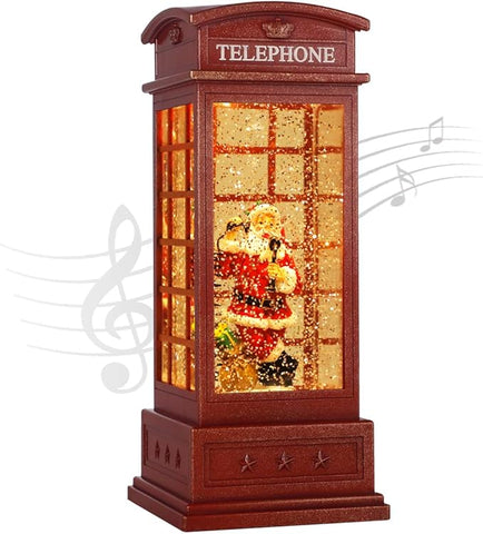 Christmas Snow Globe Lantern Christmas Decorations, Xmas Gifts Christma Vintage Home Decor Indoor,Sparkling with Music 6H Timer, Holiday Party Gifts (Santa Claus)