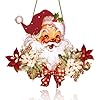 Vintage Style Santa Claus Welcome Sign - Wooden Hanging Sign for Front Door Xmas Wall Hanging Decor for Indoor Outdoor Christmas Party Supplies